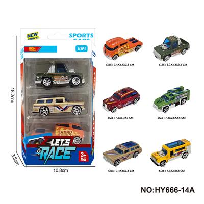 6款1:64合金车3只装 - OBL10352565