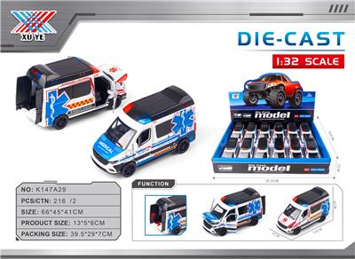 1:32  合金 救护车 回力 四开门（12只装） - OBL10356658