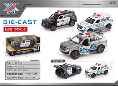 1:32 合金途乐警车 回力三开门（1只装） - OBL10356668