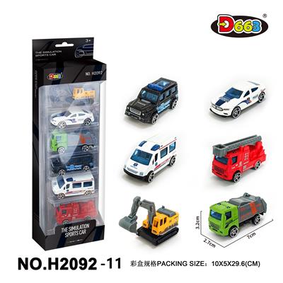 合金车1:64滑行仿真车（6只装） - OBL10358136