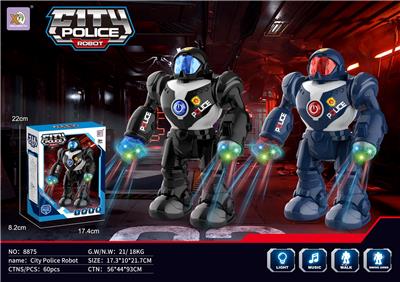 警察电动声光机器人，带灯光音乐，电动直行（两色混装）。 - OBL10363949