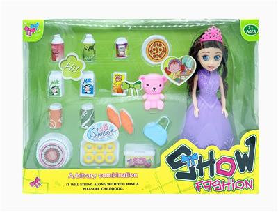 彩盒单只7寸苏菲亚公主配饮料，蛋糕，面包，小熊，迷你袋 - OBL10364025