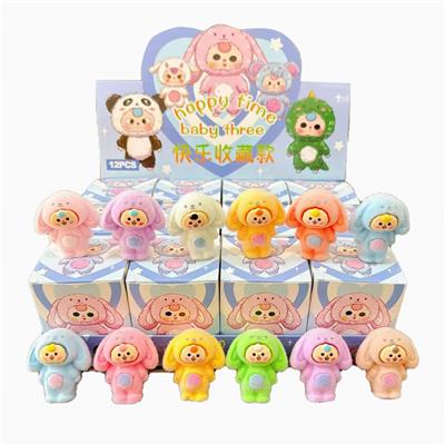 展示盒12只庄植绒摆件  娃三岁快乐收藏    混色混款 - OBL10364410