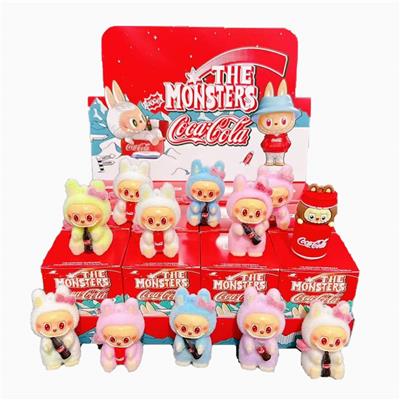 展示盒12只庄软胶植绒手机绳挂件        大号可乐拉布布
混色混款蓝包装 - OBL10364510