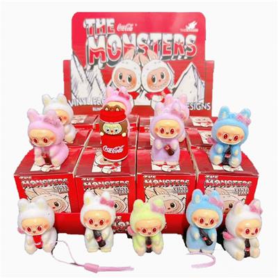 展示盒12只庄软胶植绒手机绳挂件        大号滑板可乐拉布布
混色混款蓝包装 - OBL10364511