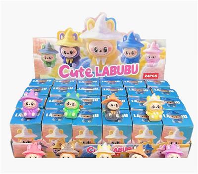 展示盒24只庄软胶植绒手机绳挂件        帽子魔法师拉布布
混色混款 - OBL10364513