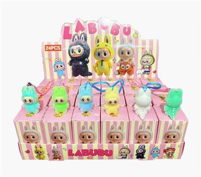 展示盒24只庄软胶植绒手机绳挂件        大首领拉布布
混色混款 - OBL10364518