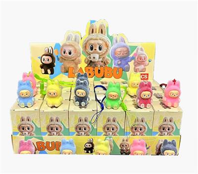 展示盒24只庄软胶植绒手机绳挂件        坐姿拉布布
混色混款 - OBL10364519