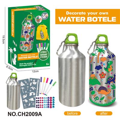 DIY恐龙贴纸涂鸦水瓶 (500ML， 5色水彩笔，) - OBL10365811