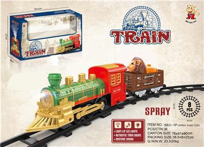 电动轨道火车 有喷雾
(古典火车头+1节车厢：配狮）
 有灯光，有声音，不包电
用4粒5号电池 - OBL10365937