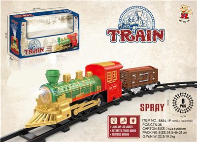 电动轨道火车 有喷雾
(古典火车头+1节拖篮：配杉）
 有灯光，有声音，不包电
用4粒5号电池 - OBL10365940