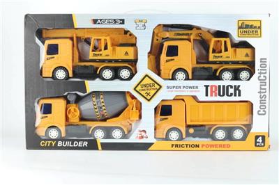 惯性工程车四只装搅拌车+吊车+运输车+挖掘车 - OBL10372369