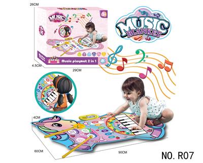 儿童脑力开发益智玩具独角兽音乐毯电子琴用3粒5号电池不包 - OBL10374519