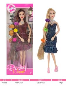 11寸实身十一关节七彩闪银长发芭比娃娃 - OBL10379848