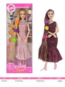 11寸实身十一关节七彩闪银长发芭比娃娃 - OBL10379849