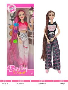 11寸实身十一关节七彩闪银长发芭比娃娃 - OBL10379858