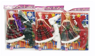 11寸实身9关节圣诞芭比+狗狗+套装 3色混装 - OBL10380147