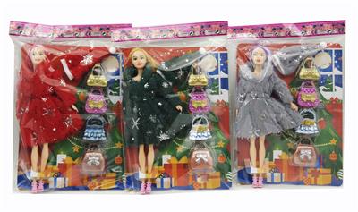 11寸实身9关节圣诞芭比+吸塑配件 3色混装 - OBL10380148