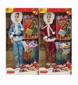 11寸实身9关节圣诞芭比+包+配裙2色混装 - OBL10380149