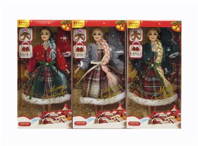 11寸实身9关节圣诞芭比皇冠+包包3款混装 - OBL10380151