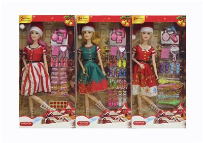11寸实身11关节圣诞芭比+吸塑配件3款混装 - OBL10380152
