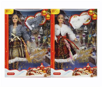 11寸实身9关节圣诞芭比+帽子+吸塑2款混装 - OBL10380154