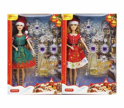 11寸实身9关节圣诞芭比+吸塑配件2款混装 - OBL10380156