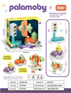 城市信号灯带灯光音乐+变形飞机+按压卡通车 - OBL10380407