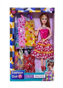 11.5寸实心芭比娃娃活动关节(大脚）+（项链+鞋子+6件衣服）套装 - OBL10380953