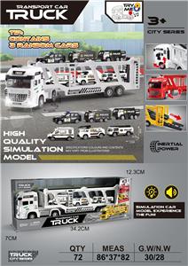 高品质仿真模型双层警车运输卡车
（带声光音乐包电AG13 3粒）
随机配3只车 - OBL10381004