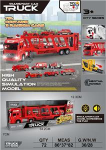 高品质仿真模型双层消防运输卡车
（带声光音乐包电AG13 3粒）
随机配3只车 - OBL10381008