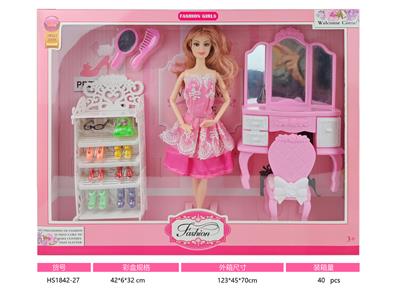 11寸实身十一关节芭比娃娃加大梳妆台加鞋柜 - OBL10381044