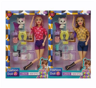 11寸实身11关节时尚芭比+猫咪+配件 2款混装 - OBL10381373
