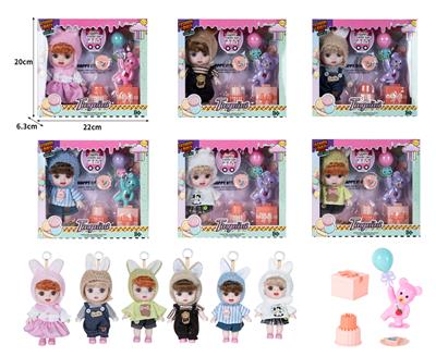 7寸全身搪胶3D眼时尚萌娃娃带配件 - OBL10381465