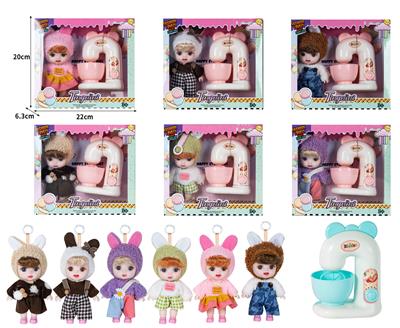 7寸全身搪胶3D眼时尚萌娃娃带配件 - OBL10381471