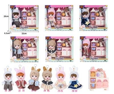 7寸全身搪胶3D眼时尚萌娃娃带配件 - OBL10381484