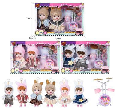 7寸全身搪胶3D眼时尚萌娃娃带配件（2只装） - OBL10381508
