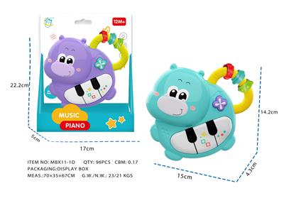 灯光音乐卡通河马电子琴  （带滚珠）（2粒AA包电） - OBL10381516