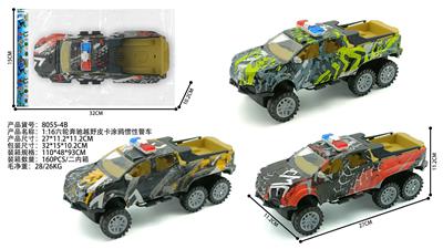 1:16六轮奔驰越野皮卡涂鸦惯性警车 - OBL10381747