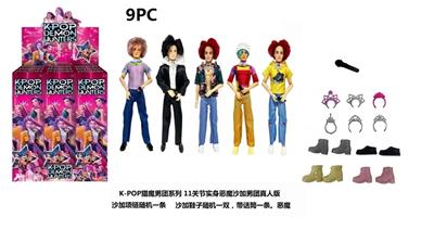 1比1 K-POP 猎魔男团真人版  11.5寸11关节实身Baby saia - ABBy  - Mystery - Jinu-Romane  猎魔乐队 5款9PC混装带话筒带项链带鞋子 - OBL10383992