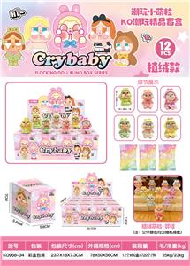 植绒萌粒diy手办立体桌面卡通摆件饰品公仔   潮玩精品盲盒跨境       —卡哇伊裙子哭娃（一盒12小盒12入） - OBL10384686