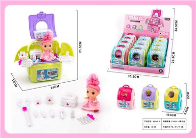 展示盒12只围卡收纳书包配2.5寸实身小芭比医具套过家家 - OBL10384857