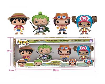 海贼王公仔4只盒装（搪胶头，PVC身体） - OBL10386130