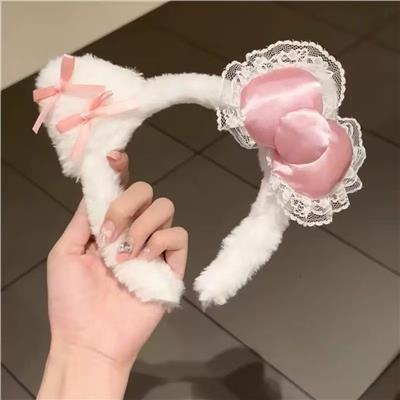 猫耳粉结毛绒发箍 - OBL10387359