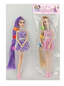 11寸实身11关节七彩金丝长发芭比娃娃 配3发夹 - OBL10388724