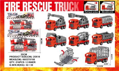 袋庄4只实色回力消防工程车2款混装 - OBL10388811