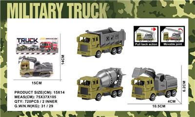 1只实色回力A款军事工程车3款混装 - OBL10388824