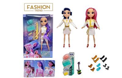 K-POP彩虹猎魔系列12寸12关节实身真玻璃眼珠惊喜猎魔女团娃娃 带吉他主题套装，金貂卡片一张 - OBL10391451