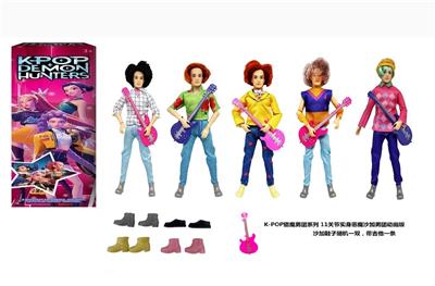1比1 K-POP 猎魔男团动画版  11.5寸11关节实身Baby saia - ABBy  - Mystery - Jinu-Romane  猎魔乐队 5款混装带吉他带鞋子 - OBL10393088