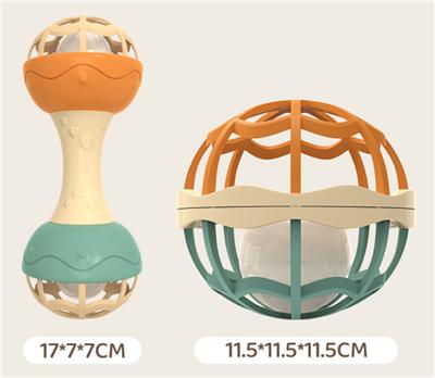 软胶健身球+手摇铃(橙黄绿)混装 - OBL10393868